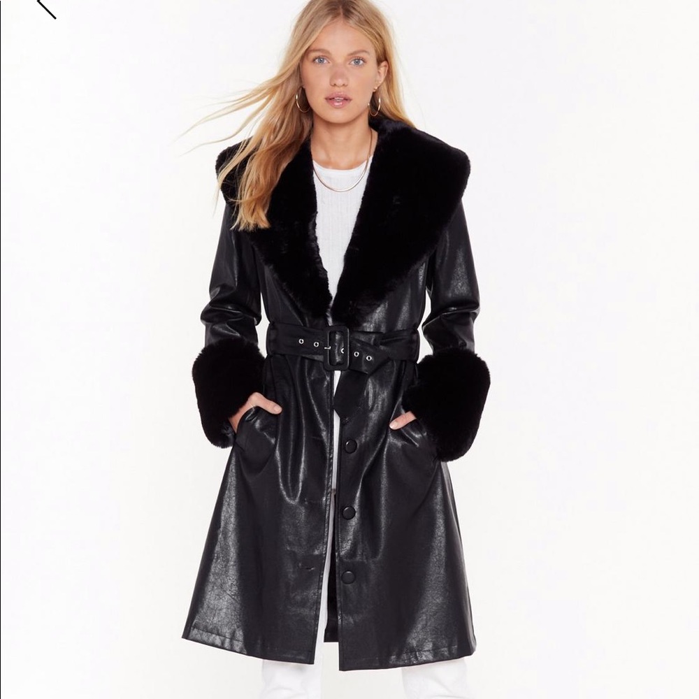 I’m That Girl Faux Fur Collar Trench Coat
